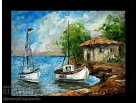 Denitsa Garelova oil painting "Summer in Ahtopol" 20/25