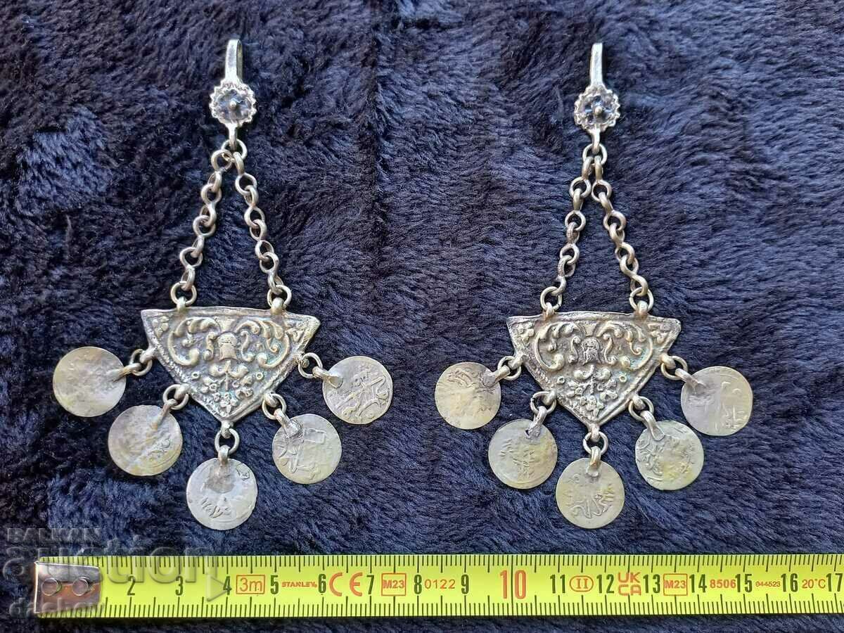 Ασημένια Αρπαλίδια Σκουλαρίκια με ασημένια νομίσματα κόσμημα φορεσιά - 6