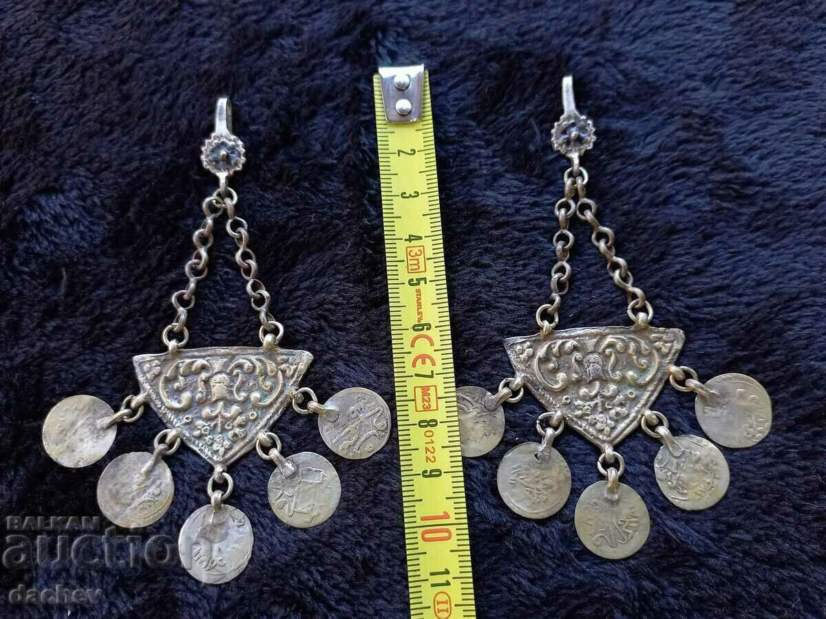 Ασημένια Αρπαλίδια Σκουλαρίκια με ασημένια νομίσματα κόσμημα φορεσιά - 7