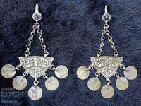 Сребърни Арпалии Обеци Трепки с сребърни монети накит носия