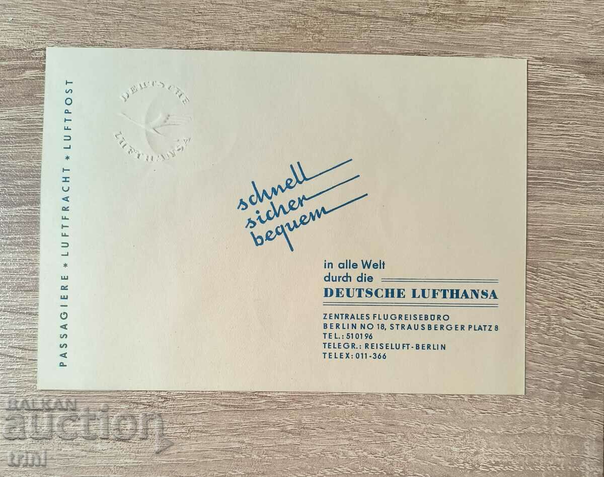 Auction GDR 1956 First day envelope, series and Lufthansa card Auction GDR 1956 First day envelope, series and Lufthansa card