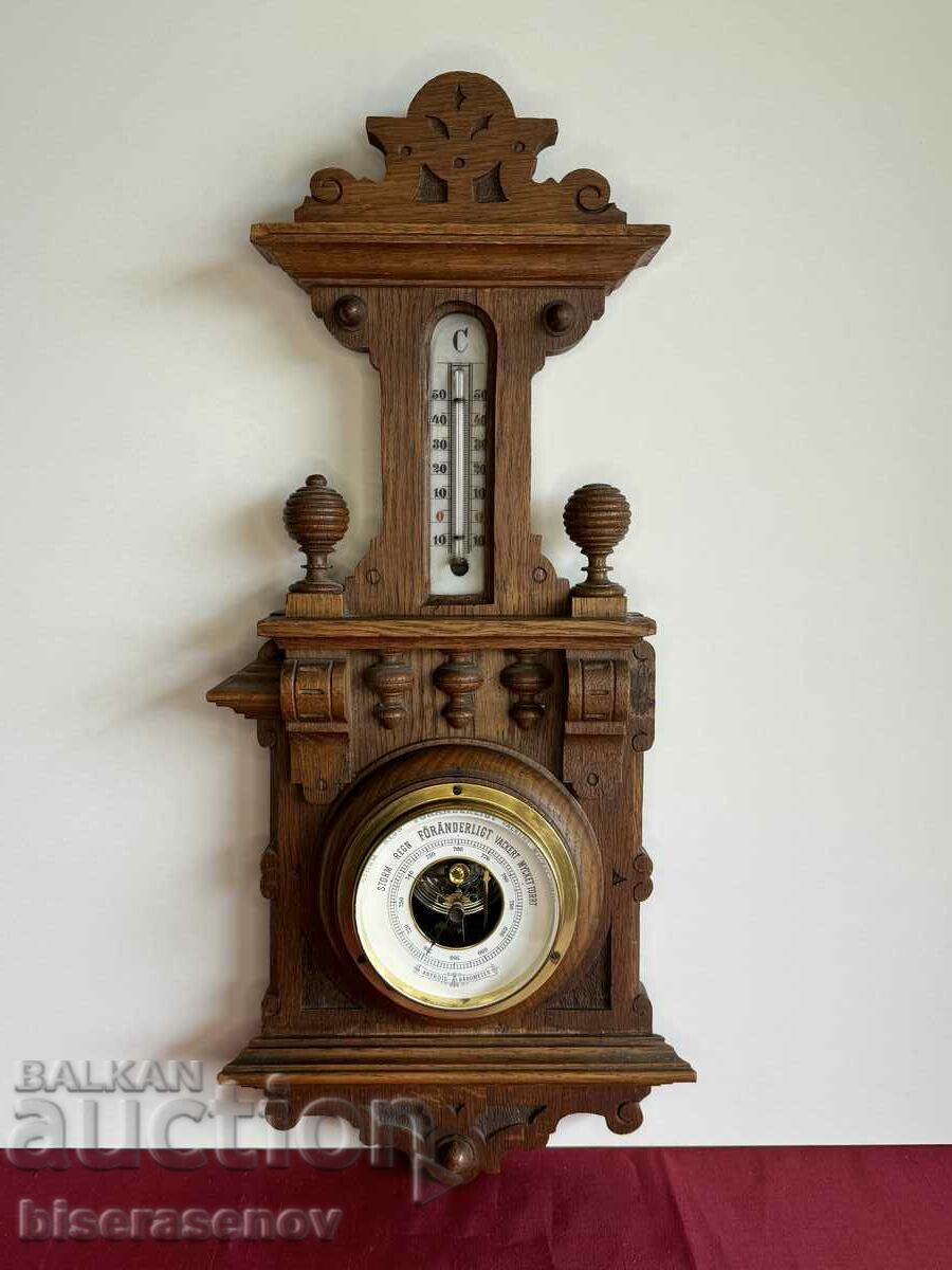 Vintage barometer with thermometer