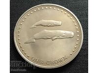 Τριστάν ντα Κούνια. 1 Krone 2008 Sperm Whale.UNC.