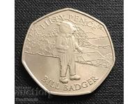 Isle of Man.50 pence 2020 Rupert Bear (Bill Badger). UNC.