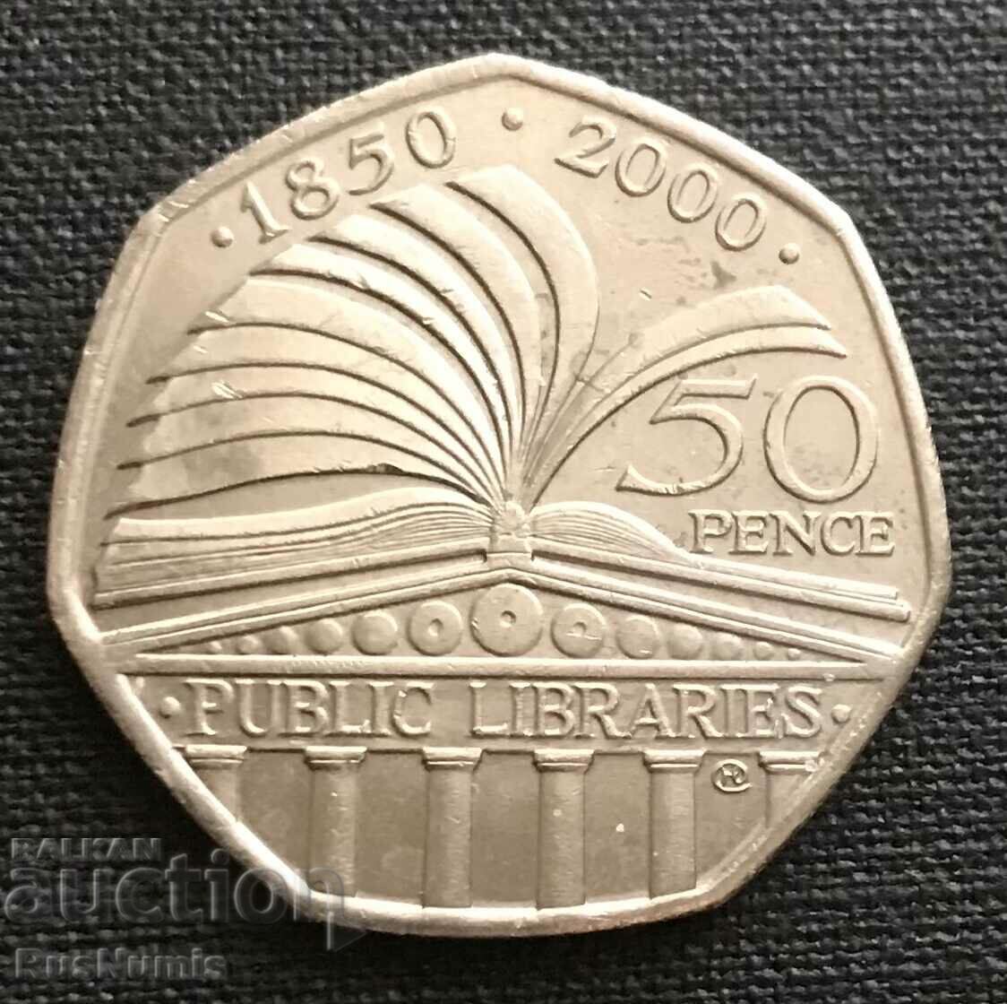Great Britain.50 pence 2000.Public Libraries.