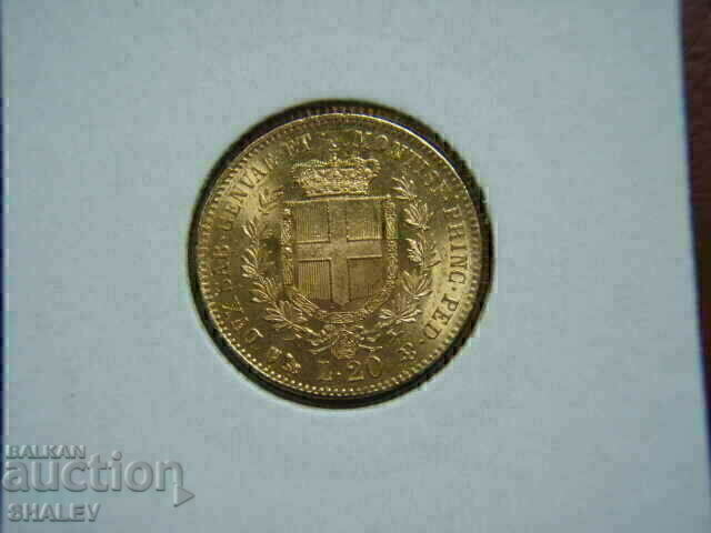 20 Lire 1860 Sardinia / Italia (Sardiniya) - AU (zlato) cu preț € 845.89 | 1654.42 BGN