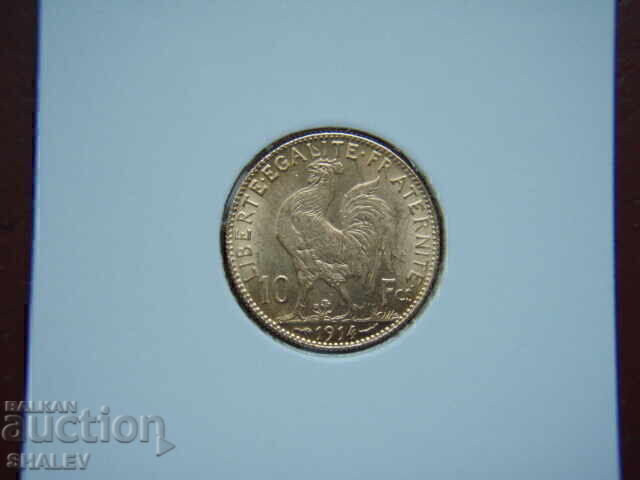 10 franci 1914 Franța /1/- XF/AU (aur) cu preț € 474.89 | 928.81 BGN