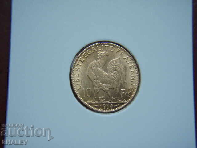 Auction  10 Francs 1914 France /1/- XF/AU (gold)