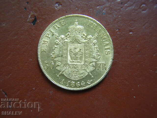 50 Francs 1864 A France (50 франка Франция) - XF/AU (злато)