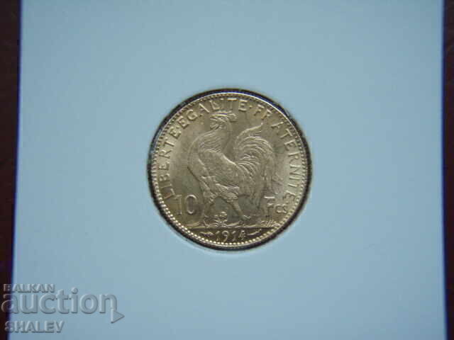 10 Francs 1914 France /1/- XF/AU (gold) 10 Francs 1914 France /1/- XF/AU (gold)