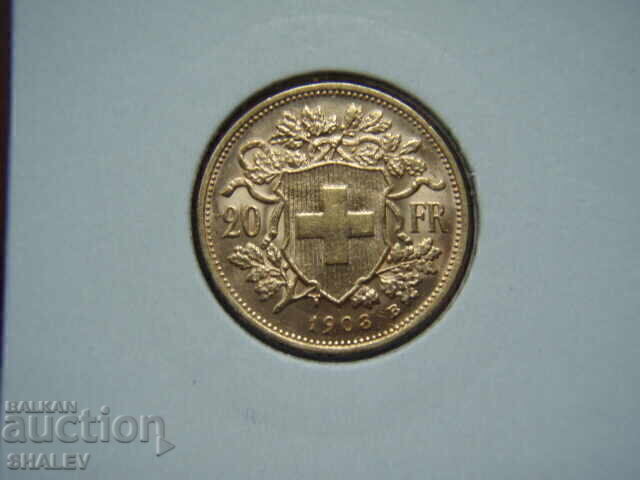 20 franci 1903 Elveția /1/ - AU/Unc (aur) 20 franci 1903 Elveția /1/ - AU/Unc (aur)