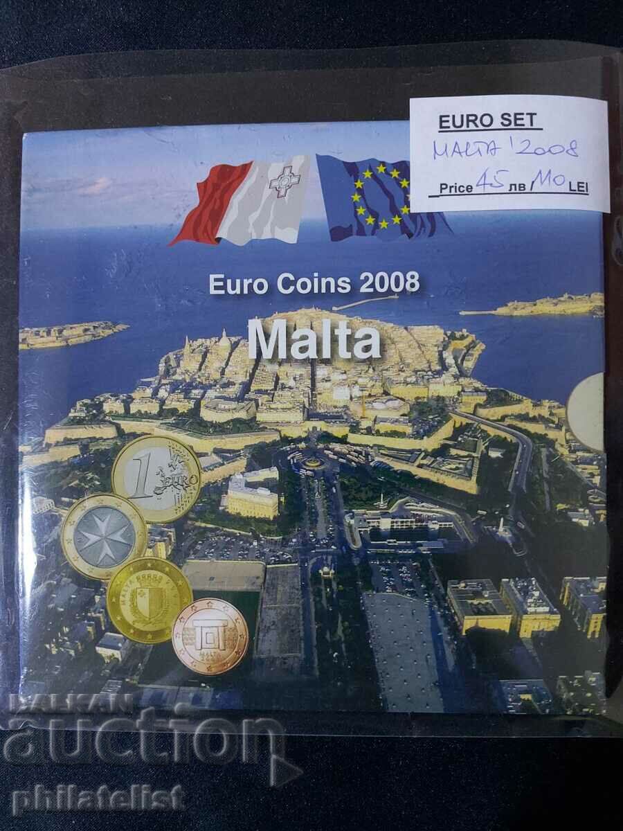 Малта 2008 Комплектен банков евро сет от 1 цент до 2 евро BU