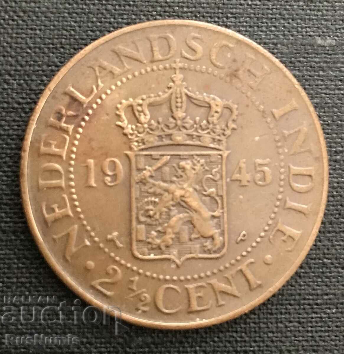 Indiile de Est Olandeze. 2 1/2 cenți 1945