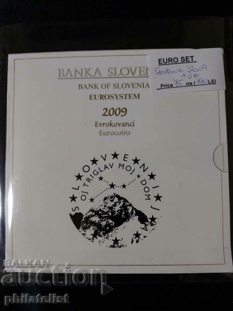 Set de euro Bank Slovenia 2009 + monedă comemorativă de 3 euro
