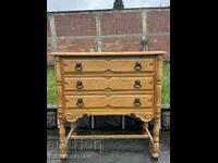 Solid wooden chest of drawers with three lockers