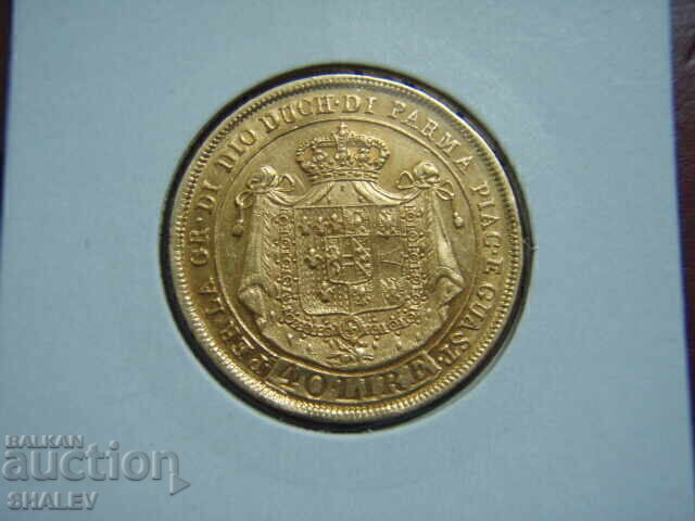 40 Lire 1815 Parma / Italy (40 лири Парма) - AU (злато) с цена € 1999.89 | 3911.46 лв. 40 Lire 1815 Parma / Italy (40 лири Парма) - AU (злато) с цена € 1999.89 | 3911.46 лв.