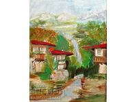 author Oil painting Village houses/65/45/canvas/Certificate