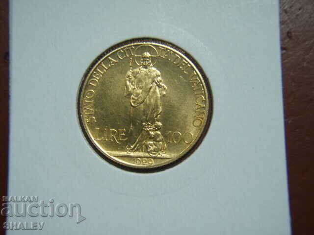 100 Lire 1929 Vaticana - AU/Unc (aur)