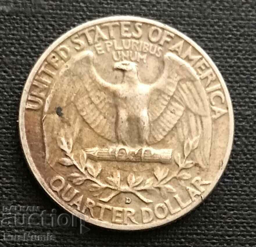 USA. 25 cents 1960 (D). Silver.