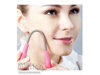 Hand-held device for facial hair removal - spring epilator