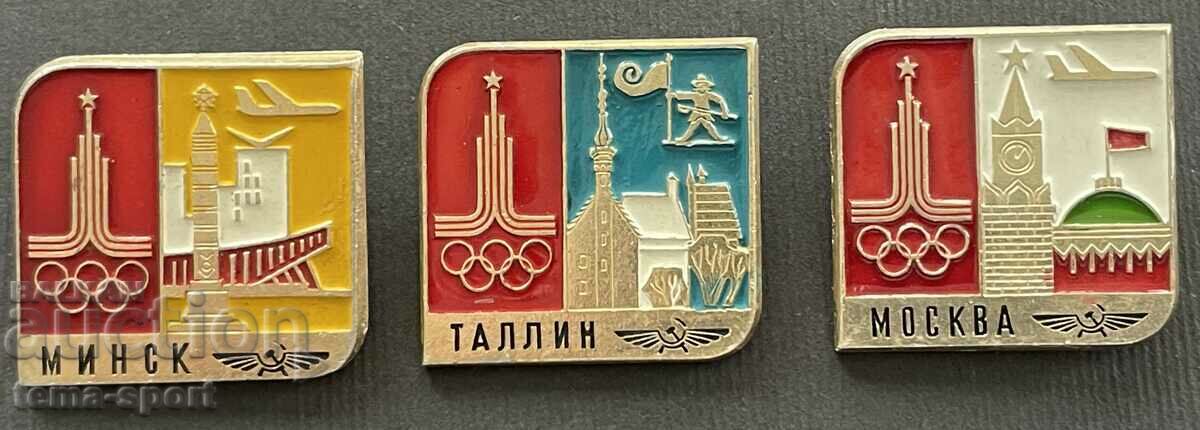 475 USSR lot of 3 Olympic signs Olympics Moscow 1980.