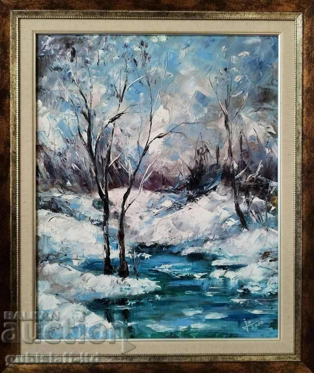 Painting, winter landscape, art. G. Yordanov, 2006