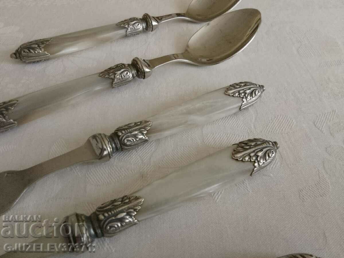 VINTAGE serving utensils stainless steel resin, mother of pearl with price 90.00 BGN | € 46.02 VINTAGE serving utensils stainless steel resin, mother of pearl with price 90.00 BGN | € 46.02