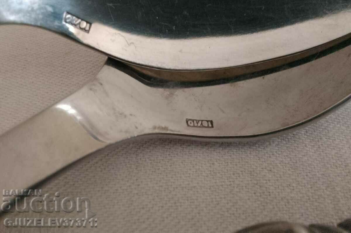 VINTAGE serving utensils stainless steel resin, mother of pearl - 5 VINTAGE serving utensils stainless steel resin, mother of pearl - 5