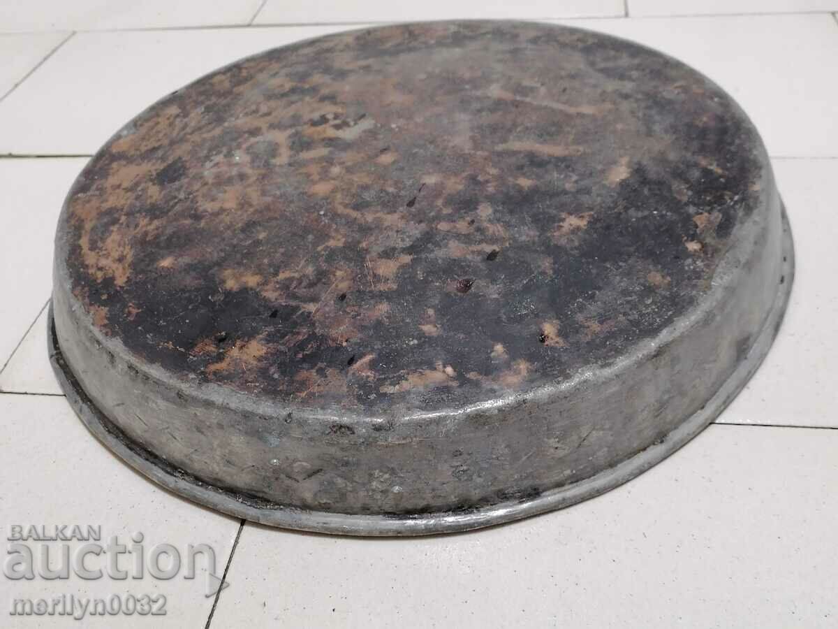 Auction Tinned tray, household dish, copper, blue Auction Tinned tray, household dish, copper, blue