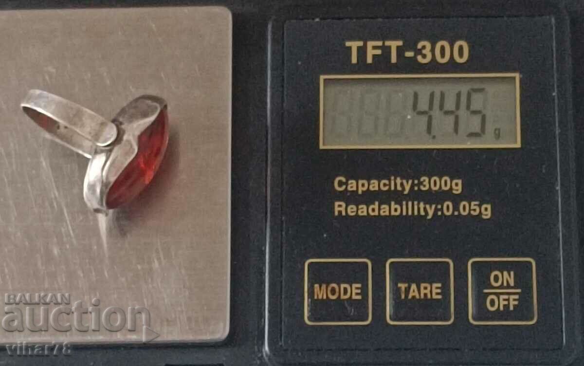 Inel de damă din argint cu chihlimbar - 6