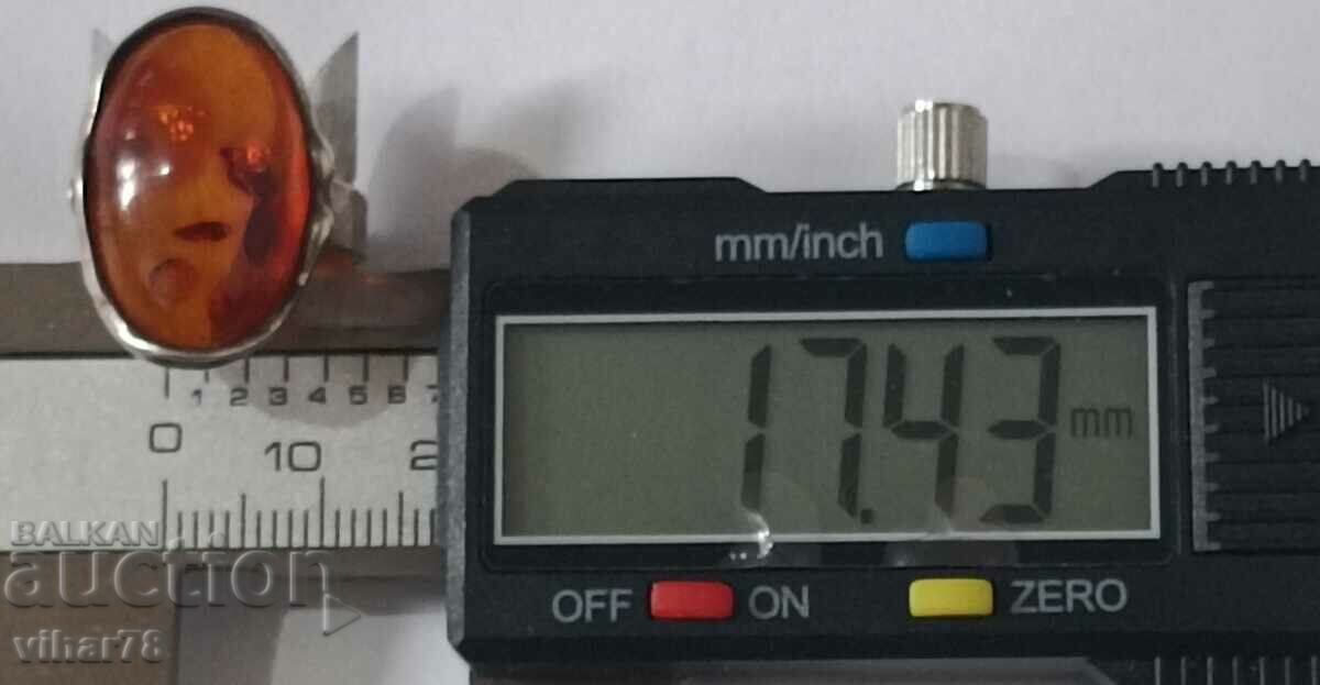 Women's Silver Ring with Amber - 7 Women's Silver Ring with Amber - 7