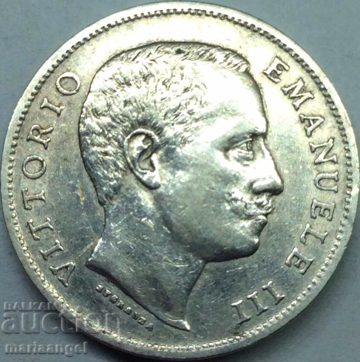 1 lira 1901 Italy The Sabauda Eagle silver - rare year