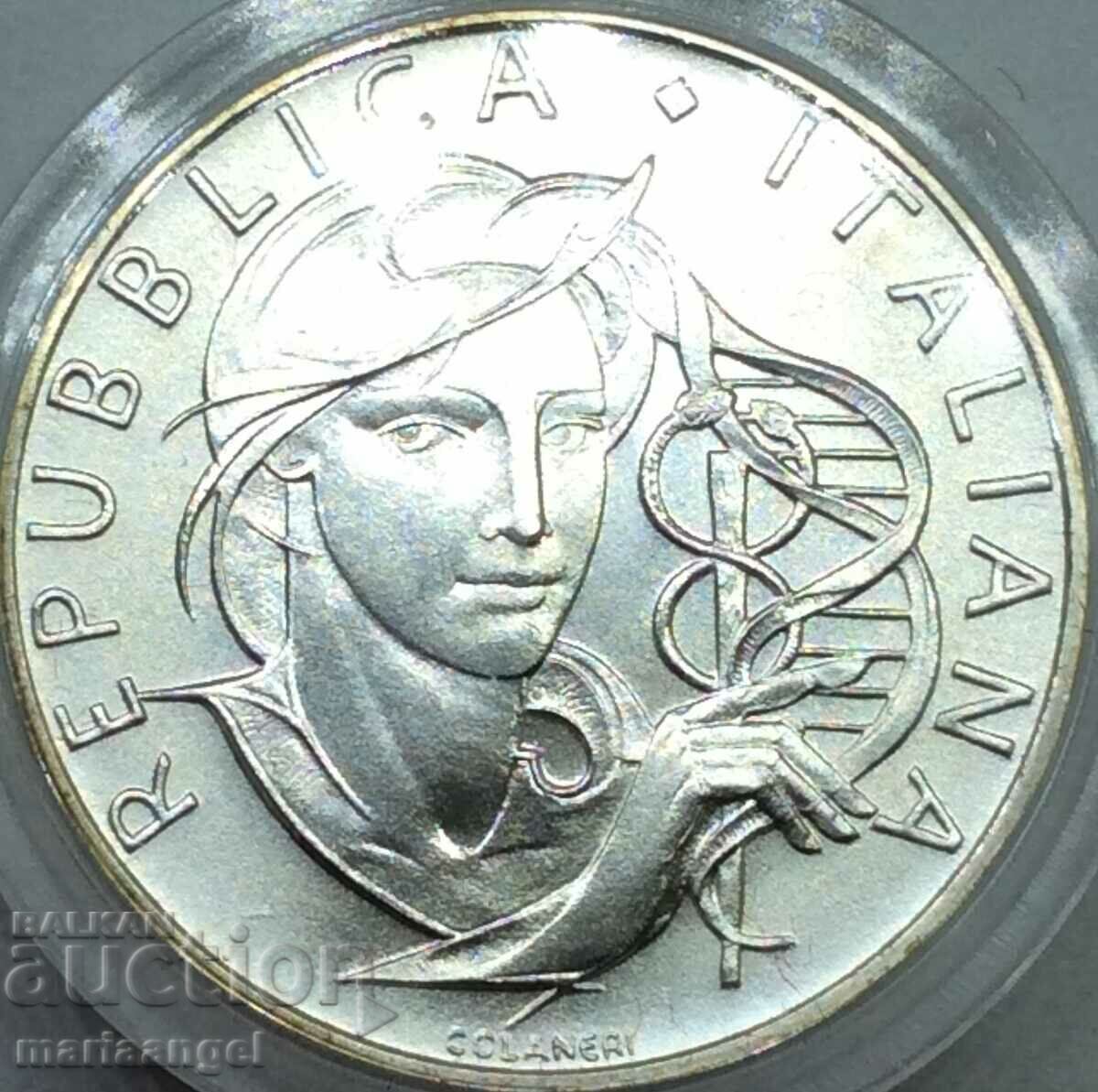 500 лири 1989 Италия сертиф. UNC капсула кутия сребро