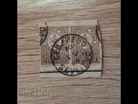 България Малък лъв 1889 2 х 30 стотинки печат Севлиево