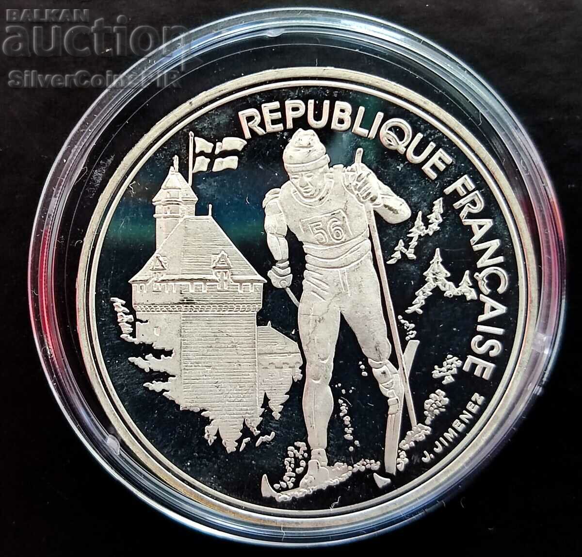 Сребро 100 Франка Биатлон Олимпиада 1991 Франция