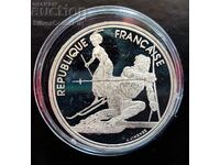Silver 100 Franc Ski Downhill Olympics 1990 France