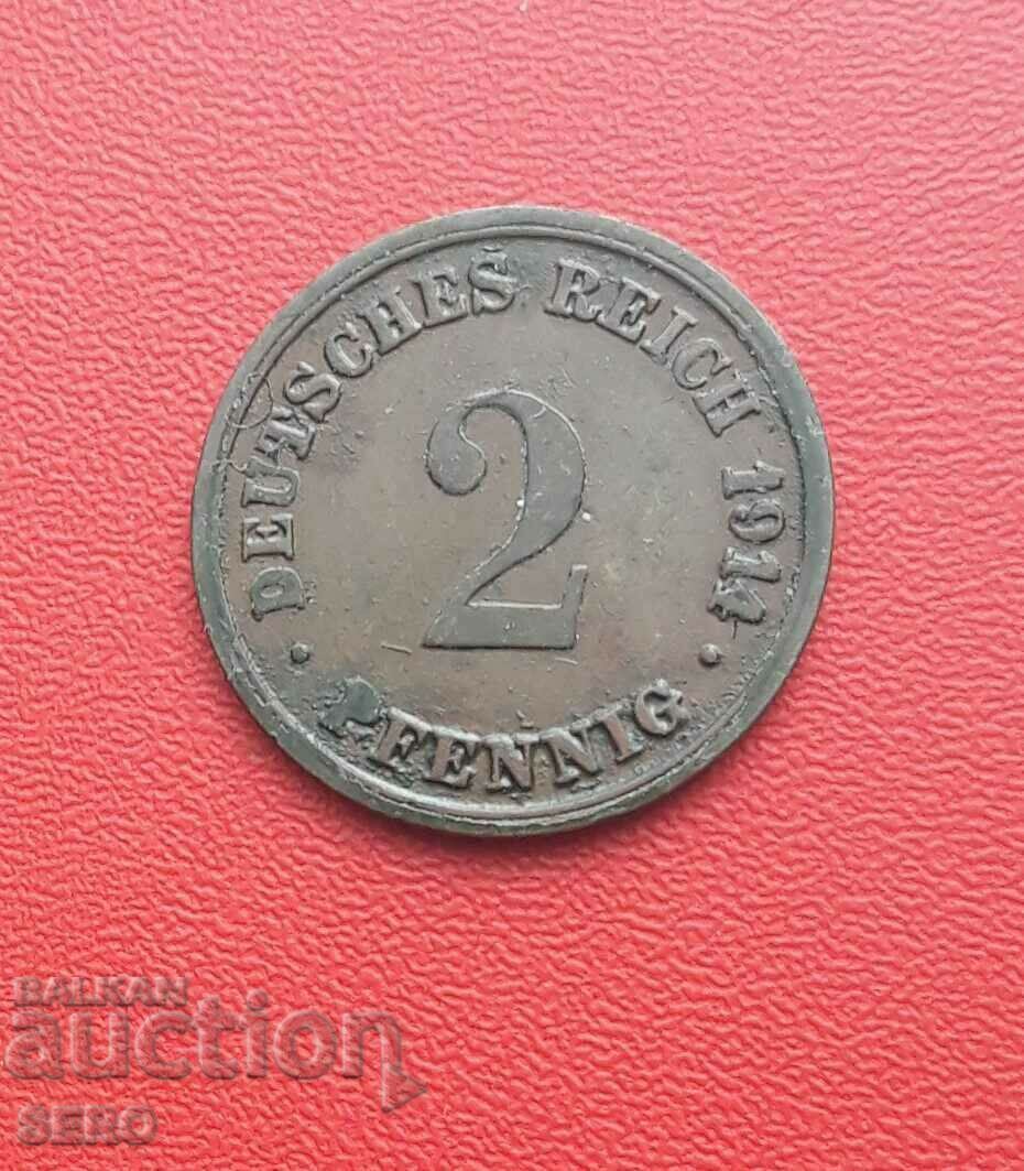 Γερμανία-2 Pfennig 1914 G-Karlsruhe-σπάνια