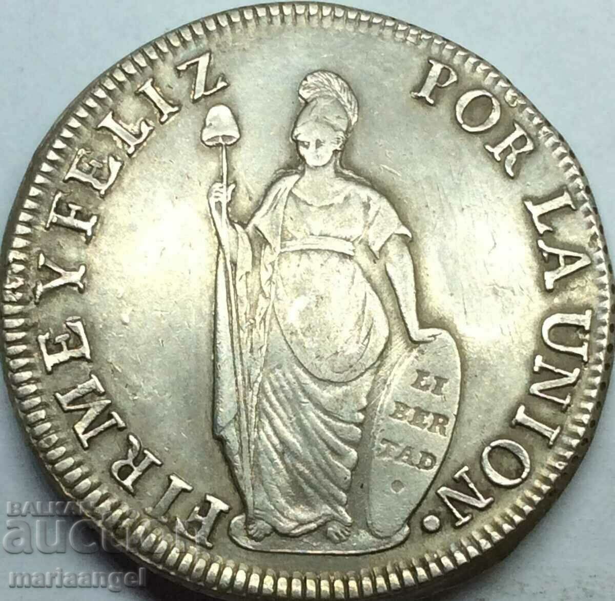 Peru 8 Reales 1833 Patină de argint