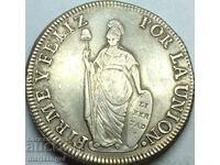 Перу 8 реала 1833  сребро Патина