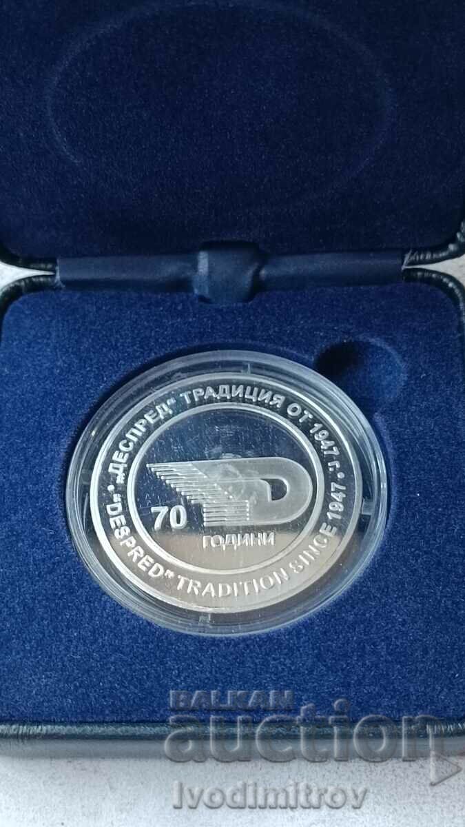 Silver-plated plaque 70 years DESPRED 1947 - 2017