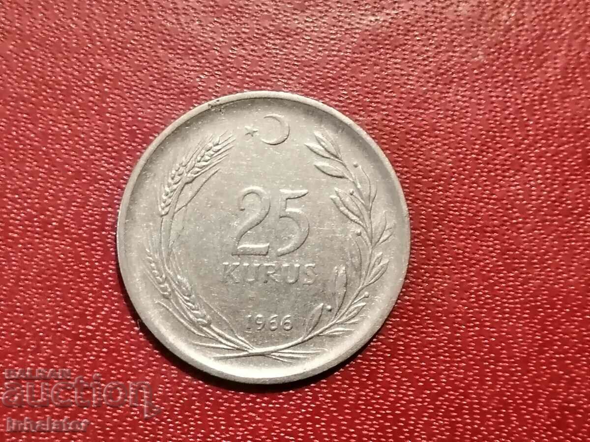 1966 έτος 25 kuruş Τουρκία