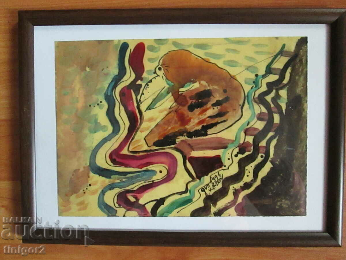 1991 Painting - mixed technique, signature-A. Kotsev