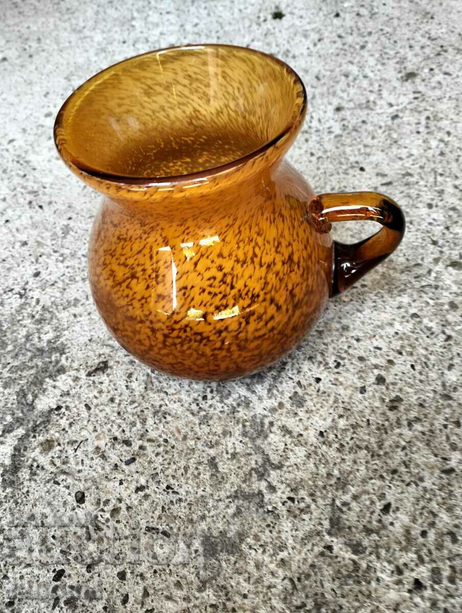 Hand blown amber pitcher