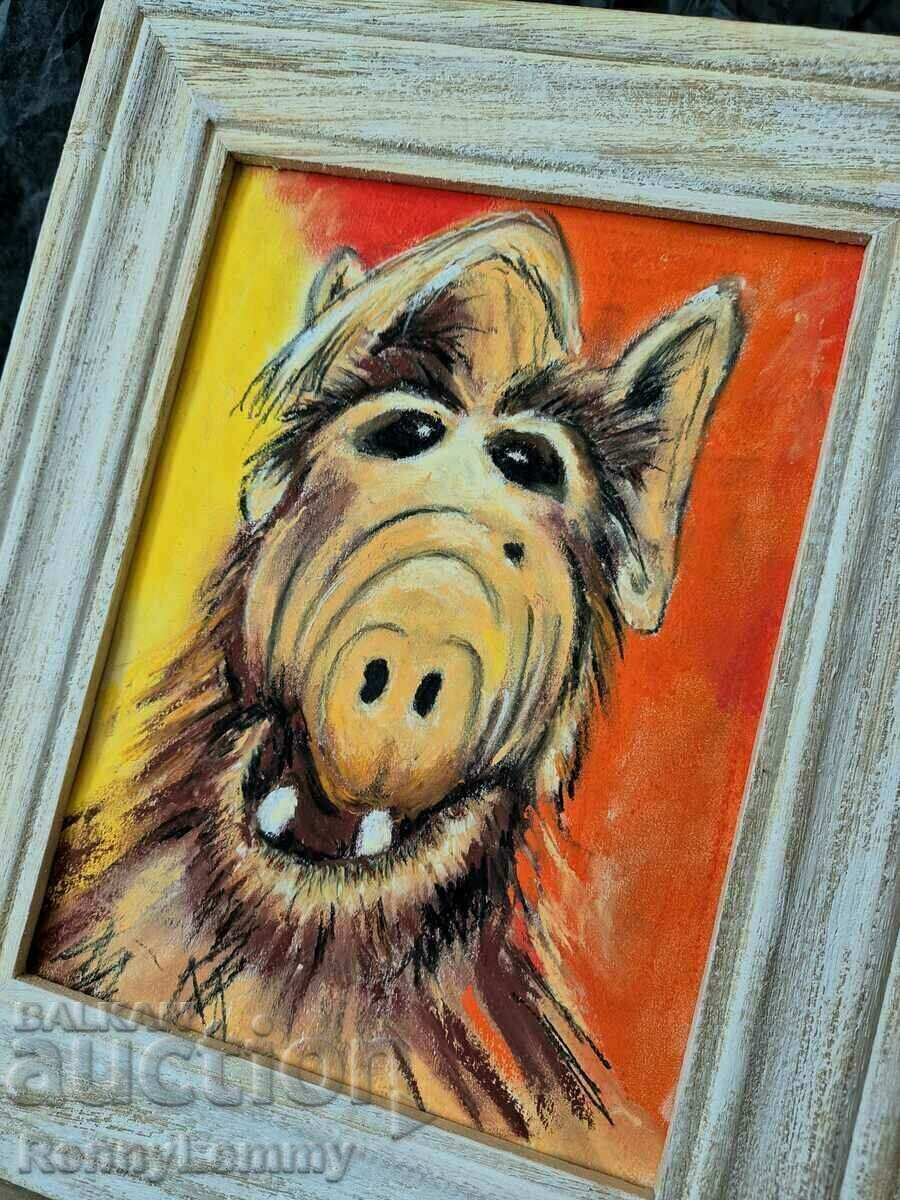 Licitație Alf, tablou original, pastel Licitație Alf, tablou original, pastel