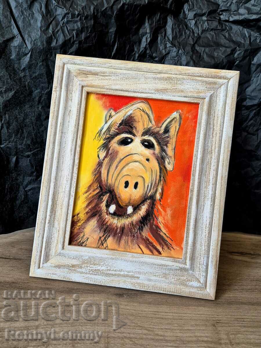 Alf, tablou original, pastel