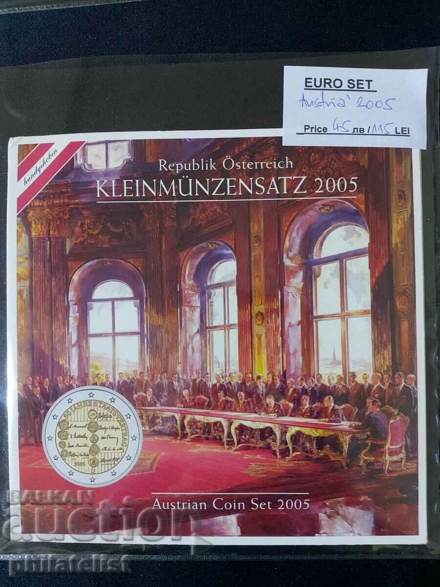Austria 2005 -Setul complet de euro bancar de la 1 cent la 2 euro