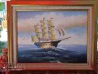 Картина масло платно кораб