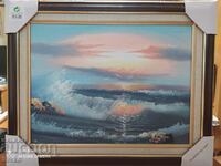 Ζωγραφική με λάδι καμβάς θαλάσσια κύματα ωκεανού