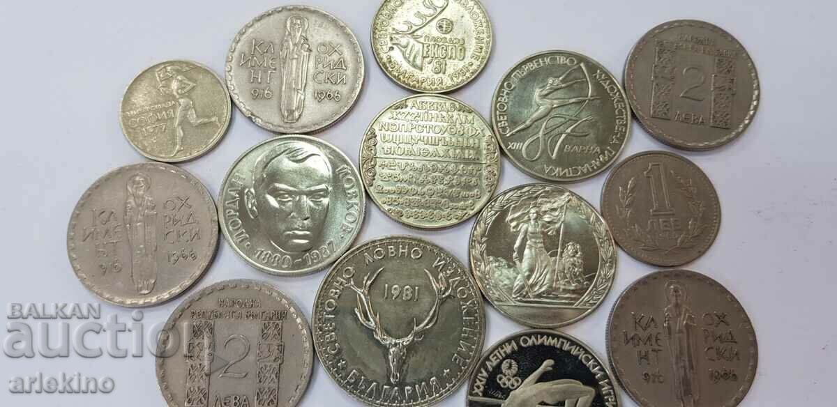 Лот 14 бр. български юбилейни монети, монета - 2 лв., 5 лв.