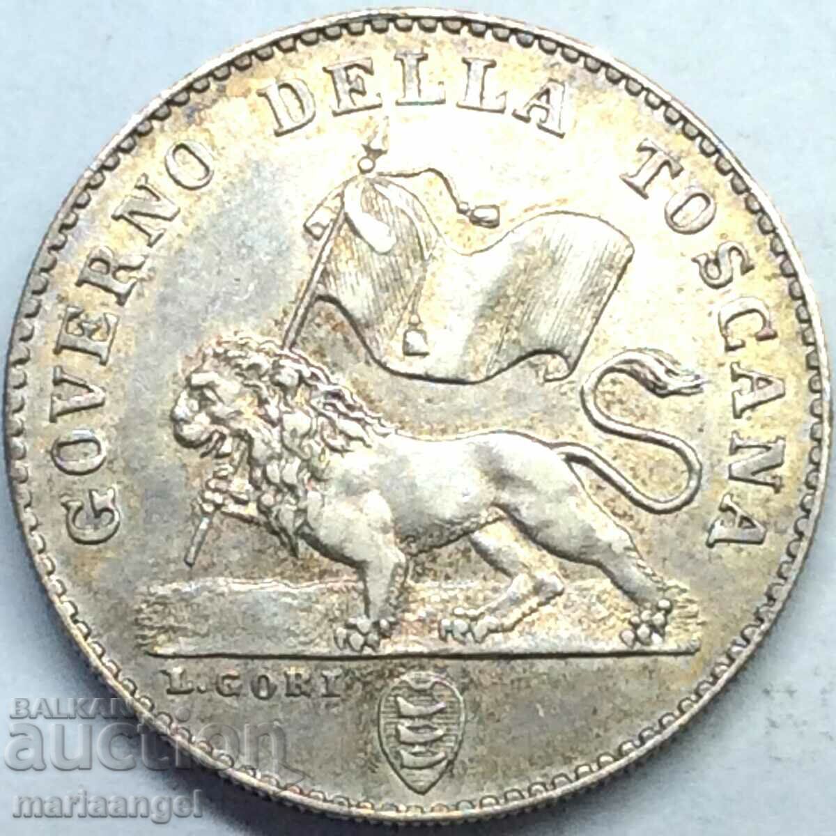 Florence 100 quatrains 1859 Italy Fiorino Lion silver